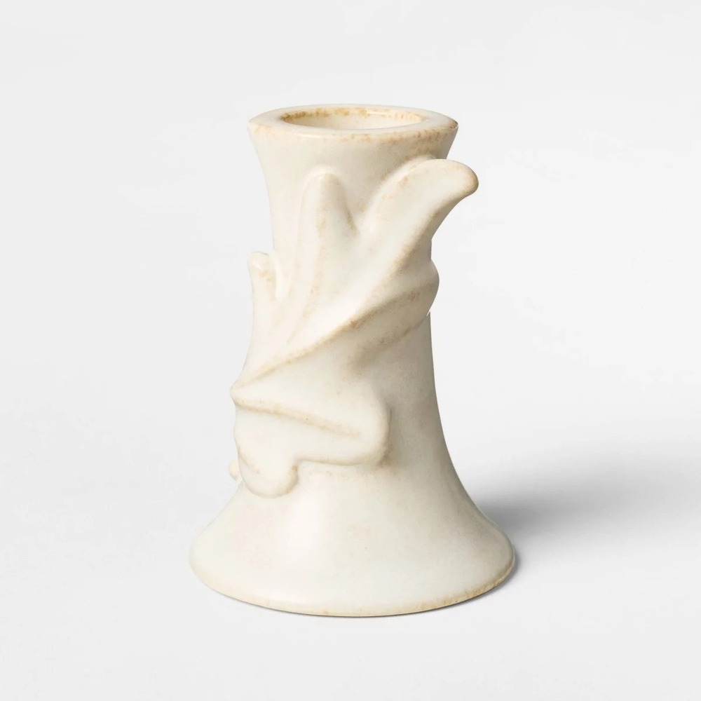 3"x2.125" Botanical Ceramic Taper Candle Holder Cream - Threshold Studio McGee